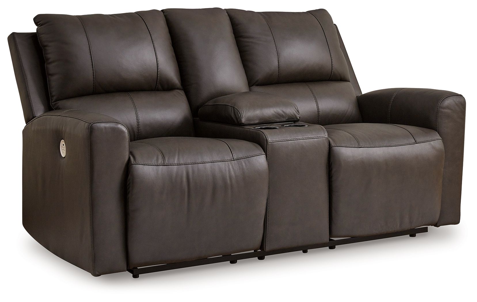 Signature Design by Ashley® Boxmere - Storm - Dbl Power Reclining Loveseat With Console | Meri Furniture