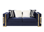 ACME Virrux - Loveseat - Blue Velvet & Gold Finish | Meri Furniture