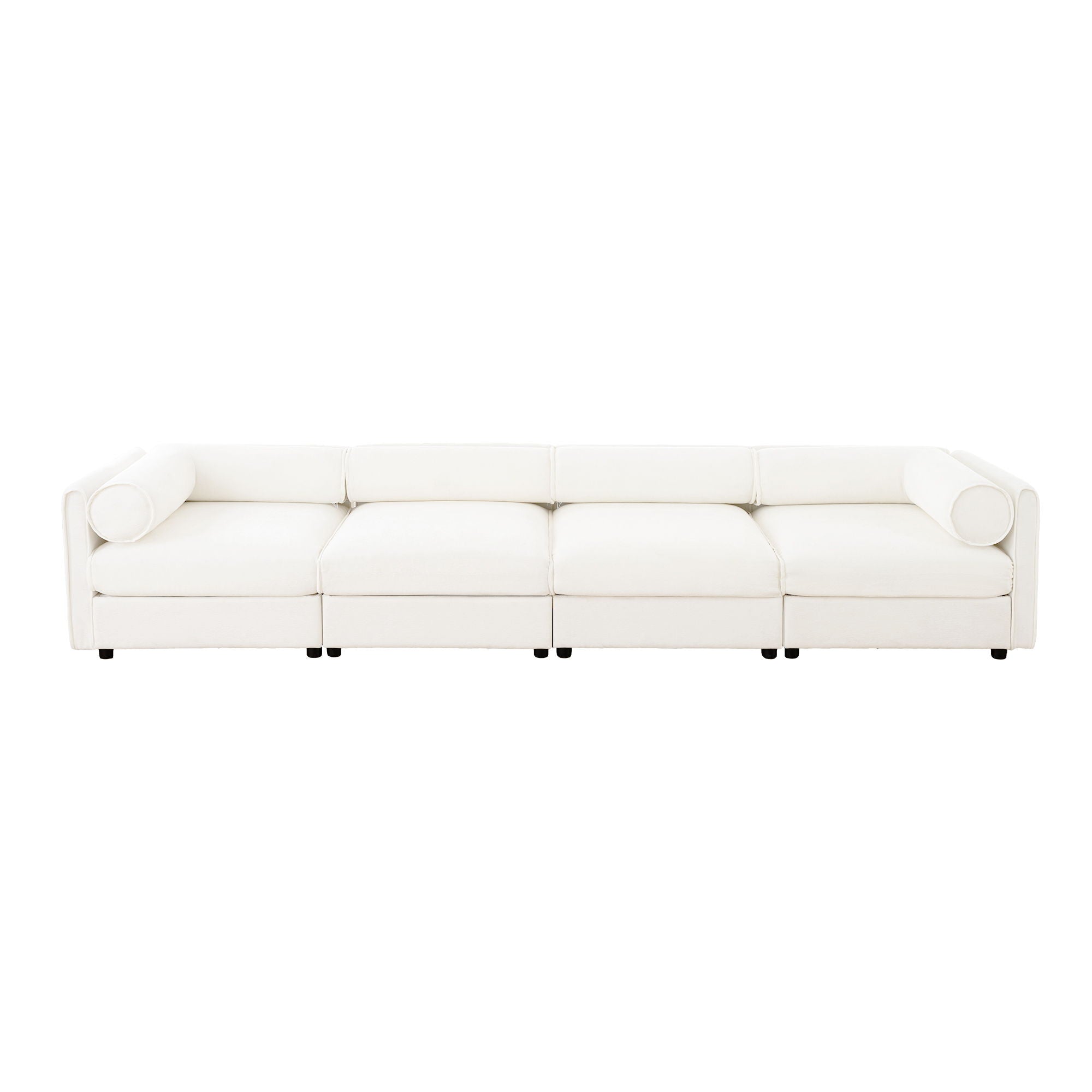 Stylish Chenille Sofa With Storage Seat And Cylindrical Backrest