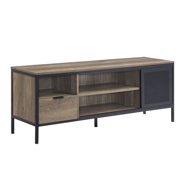 ACME Nantan - TV Stand - Rustic Oak & Black Finish - 21" | Meri Furniture