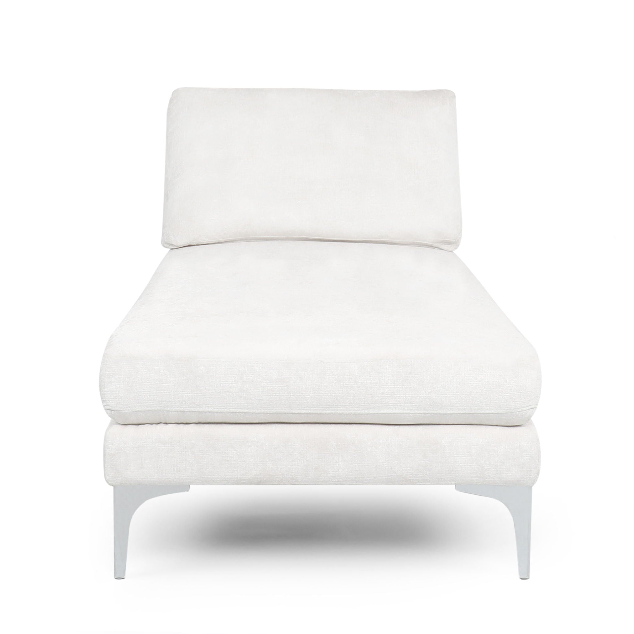Fabric Upholstered Chaise Lounge With Iron Bracket Legs