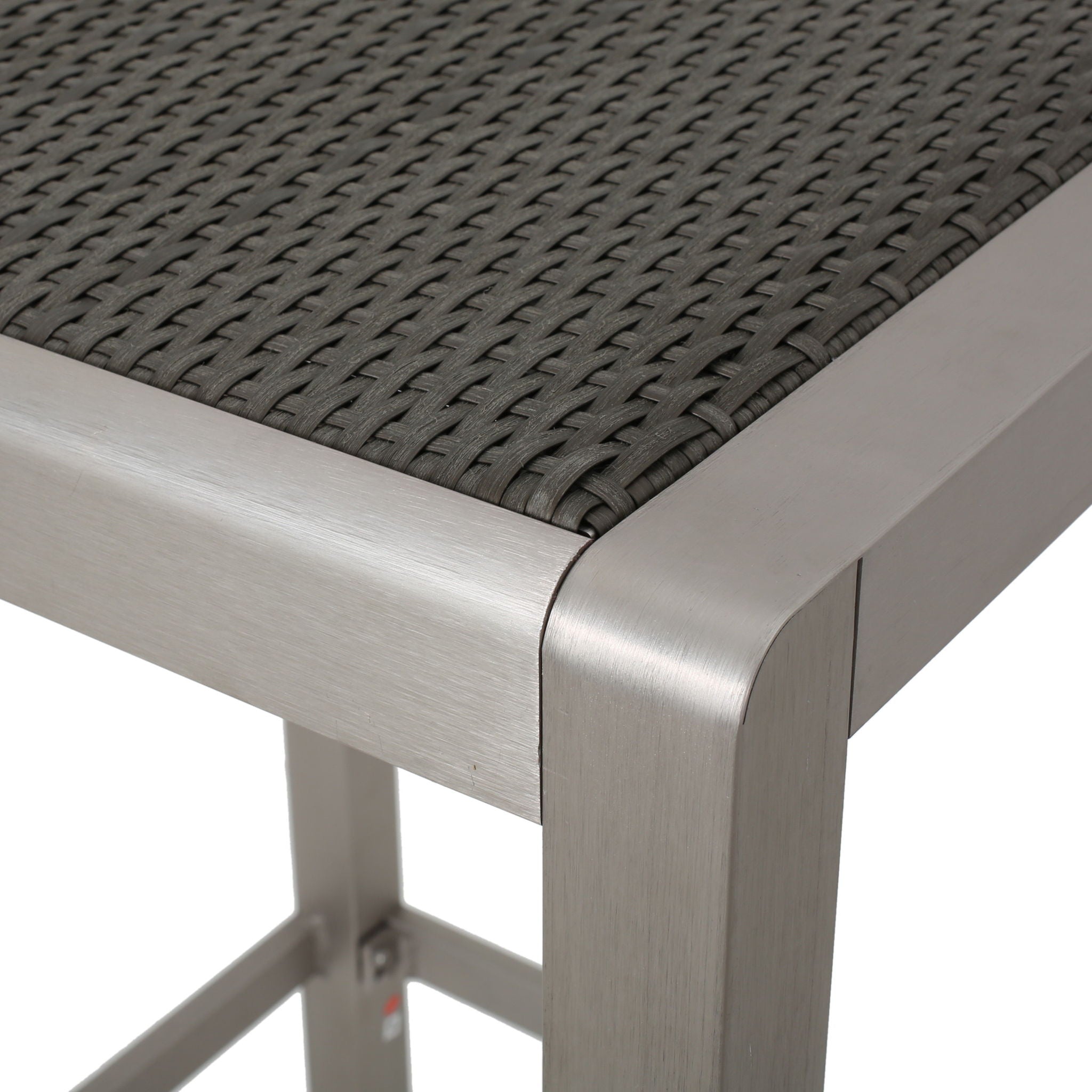 Outdoor 43" Aluminum Bar Table With Rattan Table Top - Gray / Silver