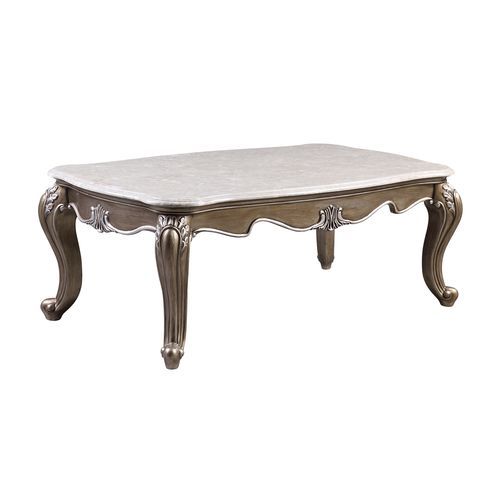ACME C, Shaped Metal Frame w/Brass Finish, Oval Table Top, Dual Support Legs | Meri Furniture