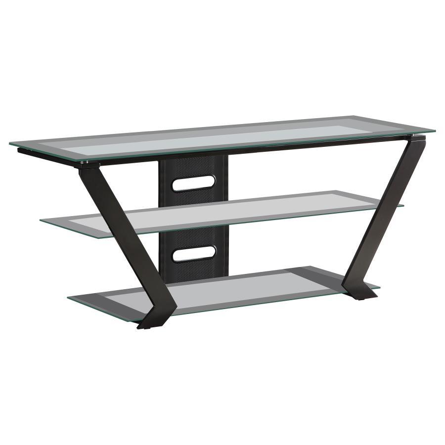Coaster Fine Furniture Donlyn - 2-Tier Metal TV Stand With Glass Shelves - Black | Meri Furniture