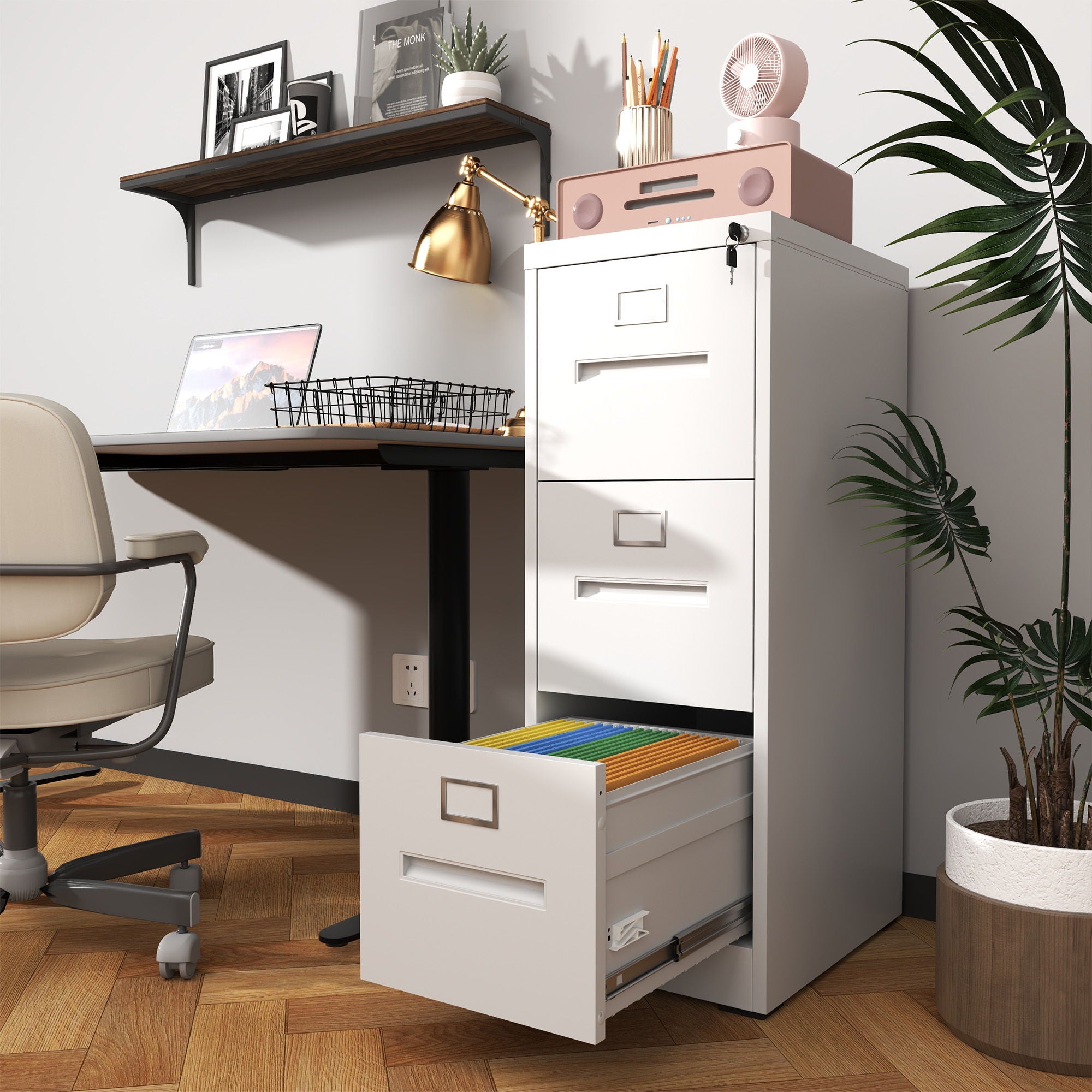 Premium Drawer File Cabinet With Lock, Metal Vertical Design, A4 Legal / Letter Size