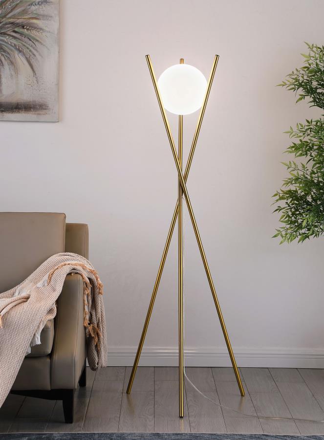 Coaster Fine Furniture Yamileth - Spherical Bulb Metal Tripod Floor Lamp - Gold | Meri Furniture