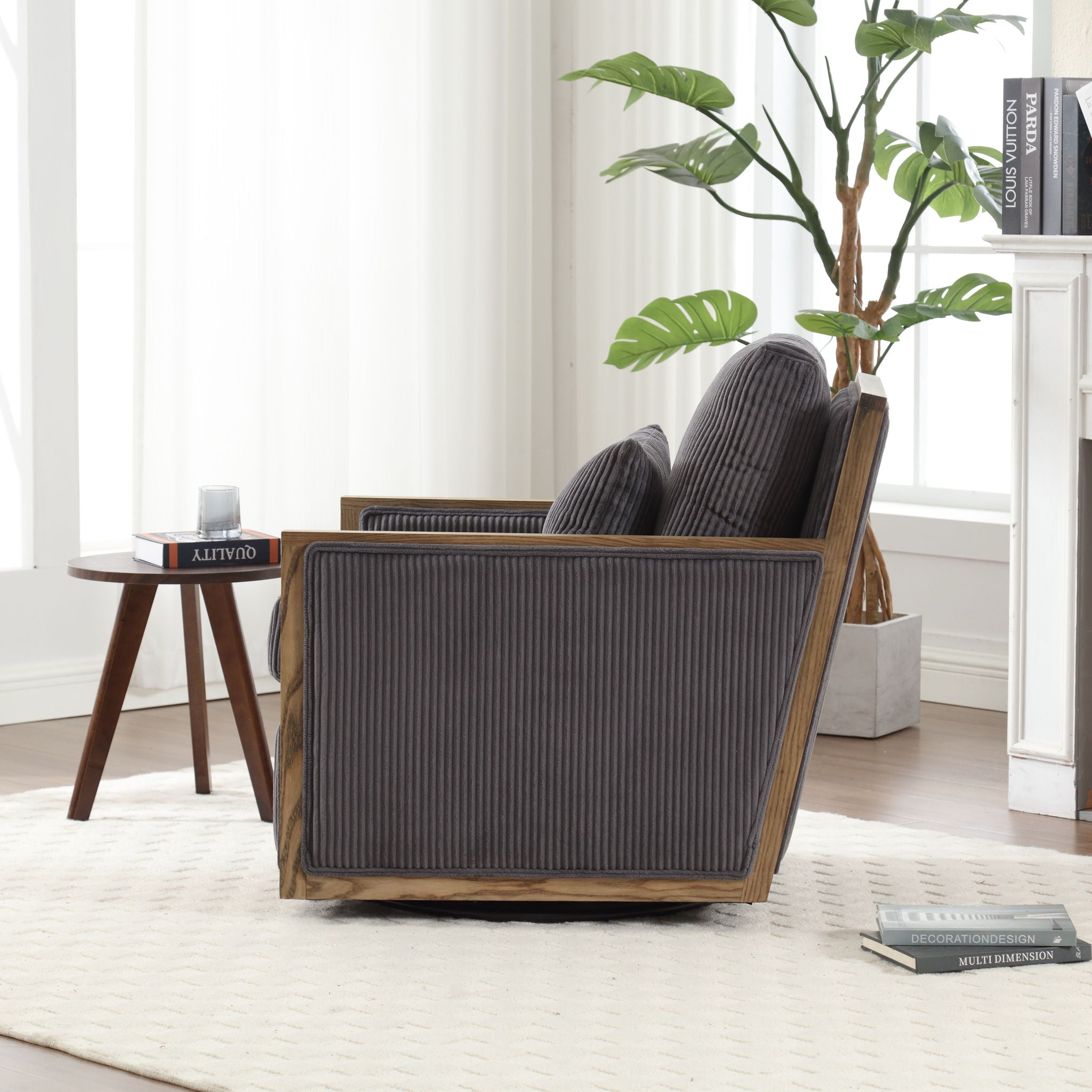 Comfy Accent Barrel Chair, 360 Degree Swivel