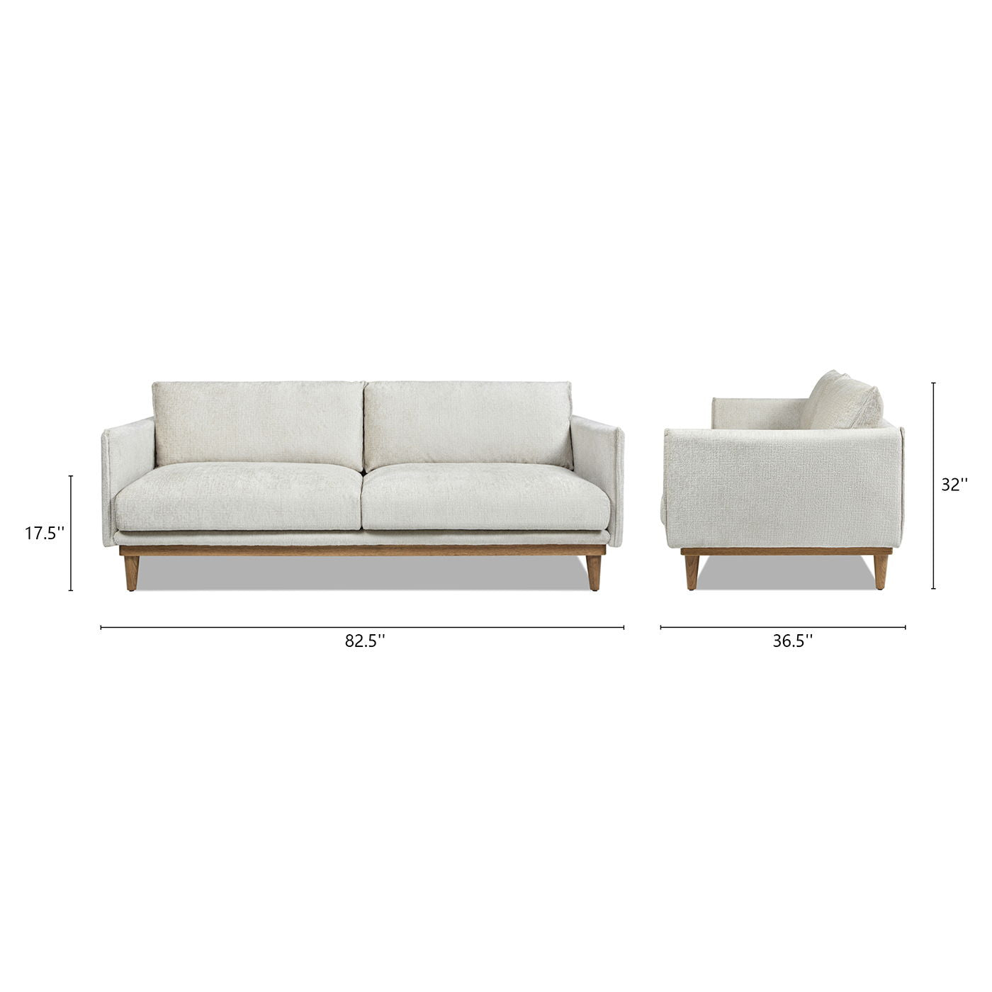 Haven - Flange Arm Oak Sofa - Marled Gray