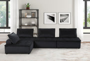 Anna 120"W Black Velvet 4 Pc Sectional Sofa
