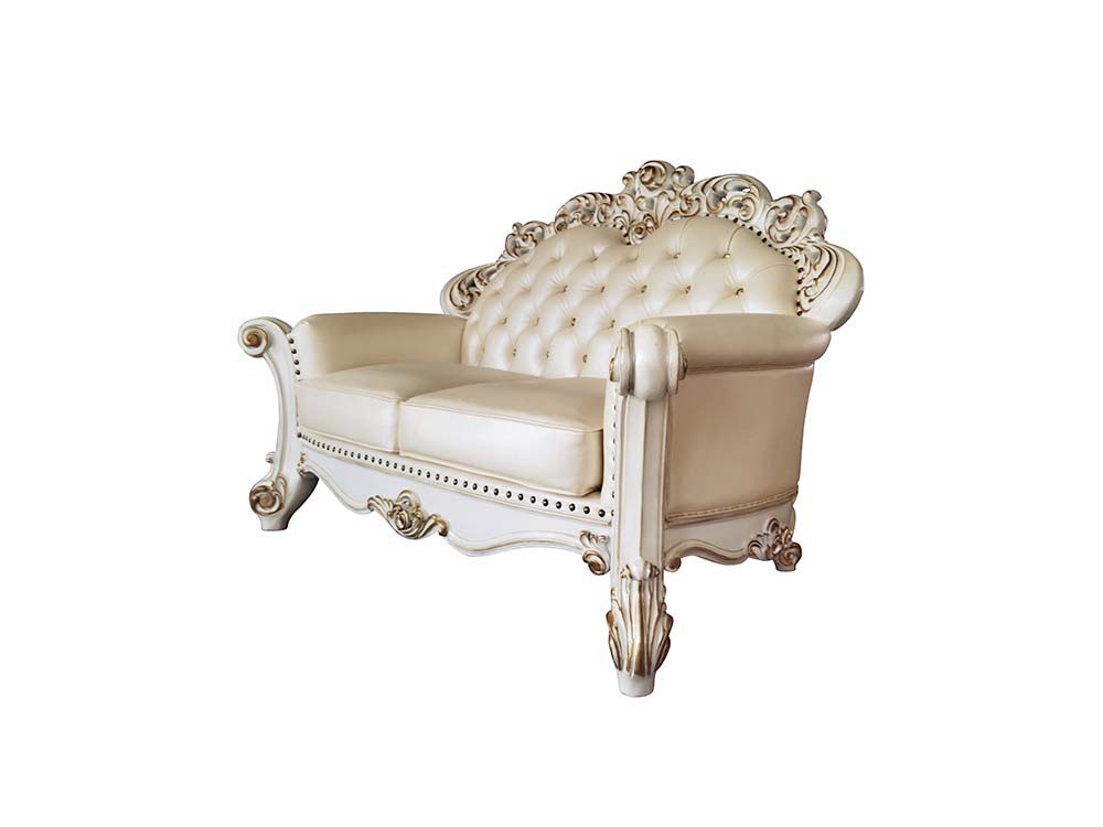 ACME Vendom - Loveseat - Champagne PU & Antique Pearl Finsih | Meri Furniture