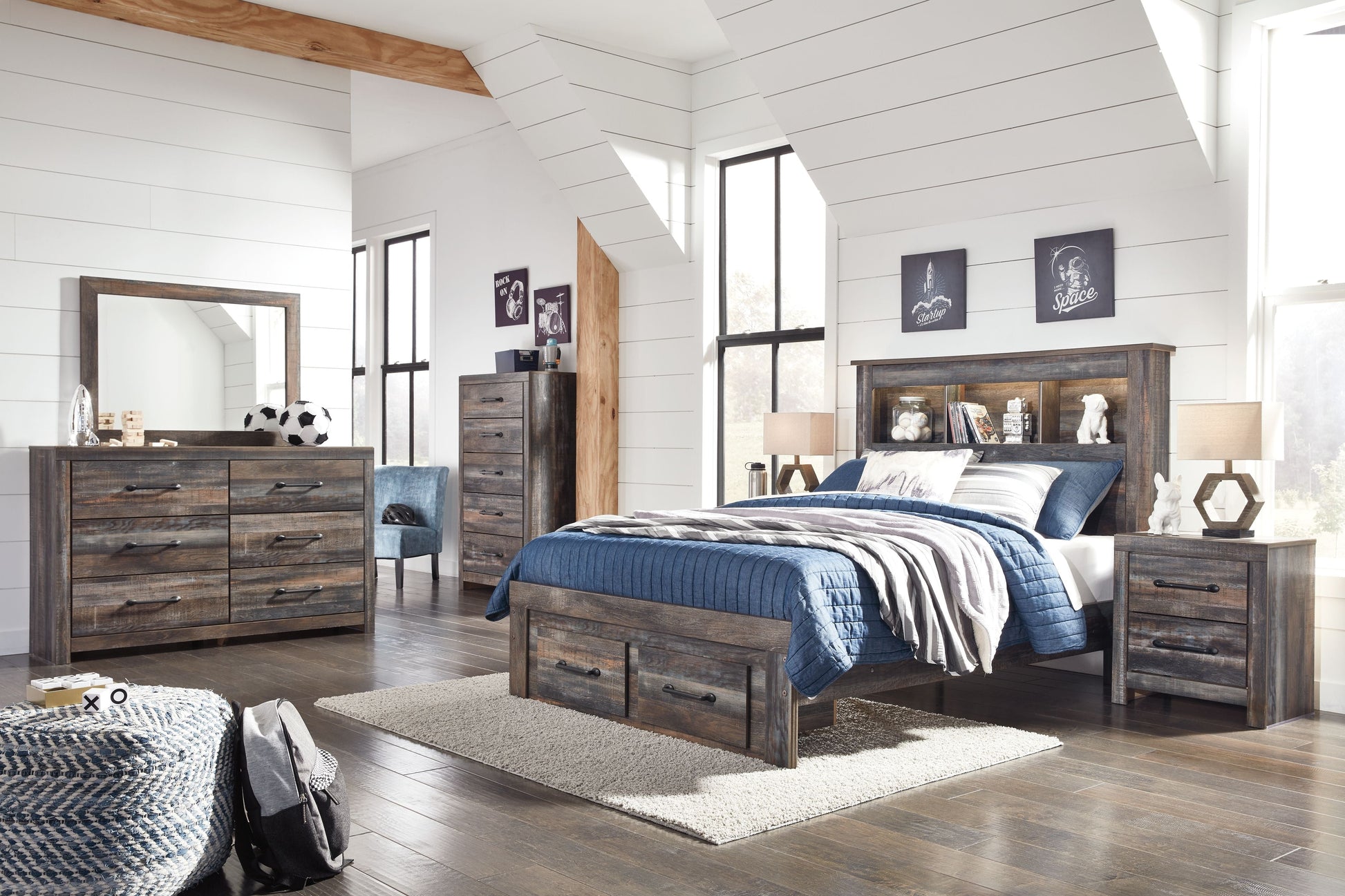 Signature Design by Ashley® Drystan - Panel Bookcase Bed | Meri Furniture