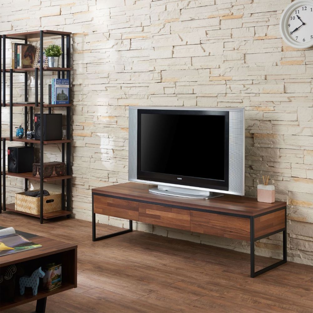 ACME Sara - TV Stand - Walnut & Sandy Black | Meri Furniture