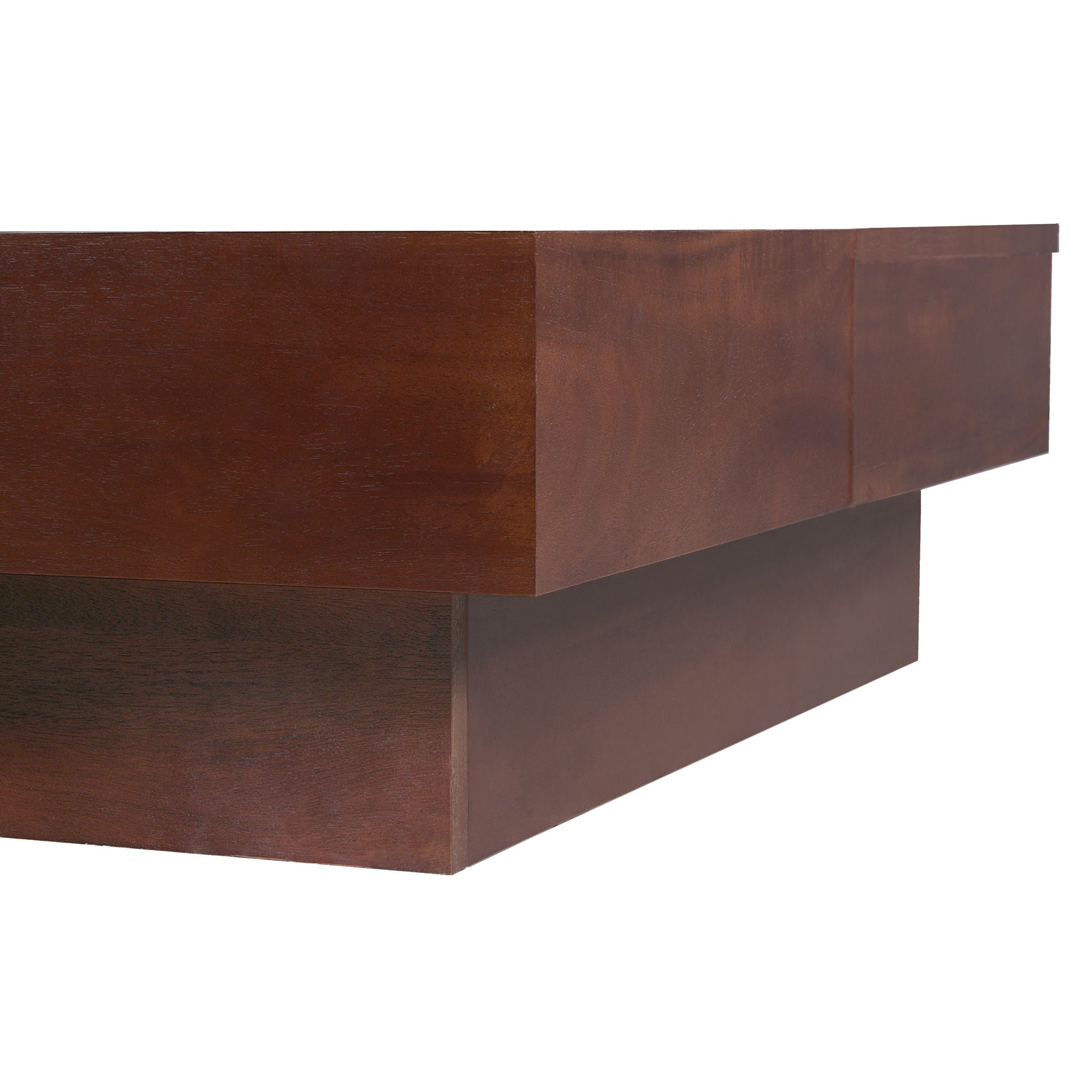 Italian Retro Inspired Acacia Wood Storage Coffee Table - Brown / Black