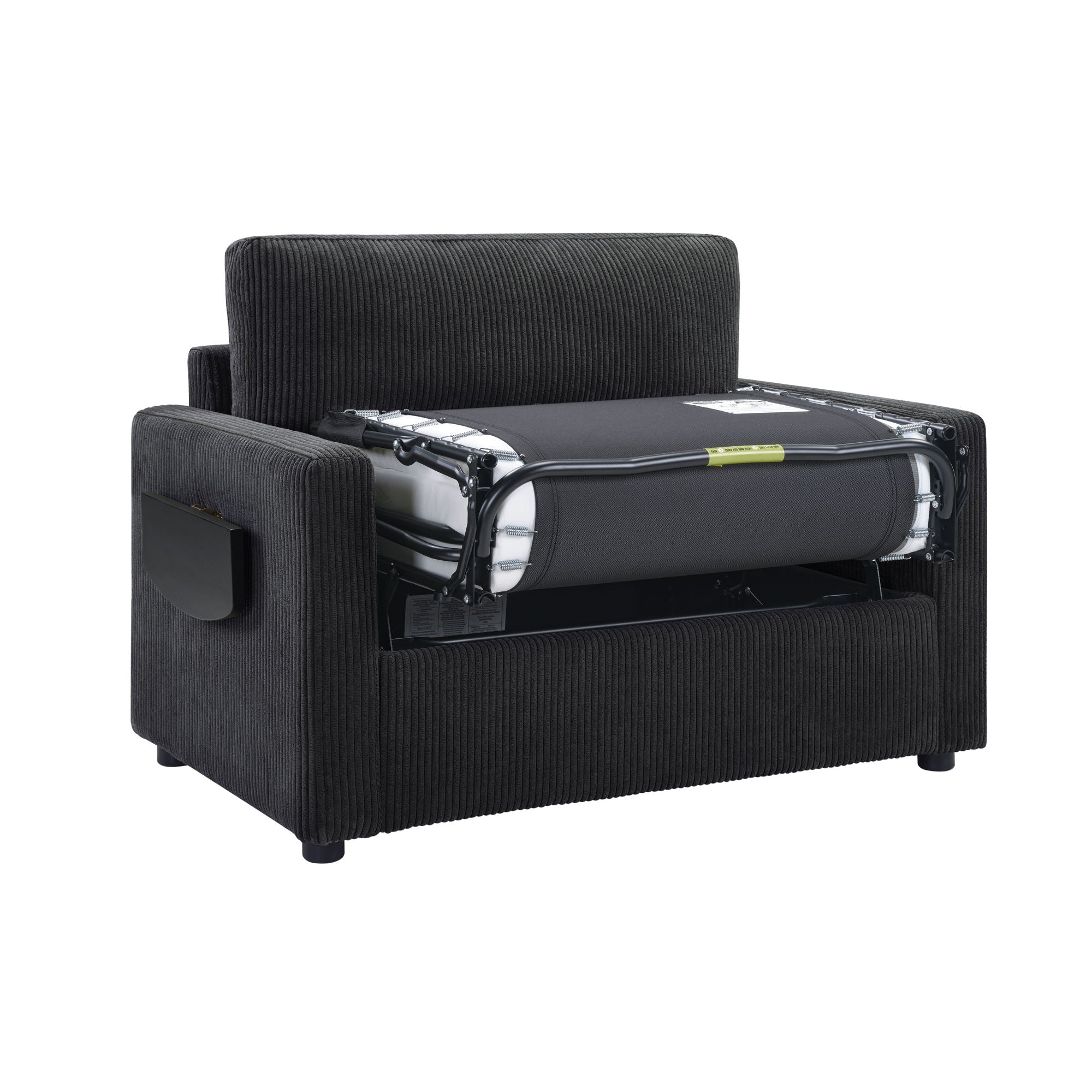 Sleeper Sofa With Foldable Mattress, USB Ports, Side Table & Storage Pocket
