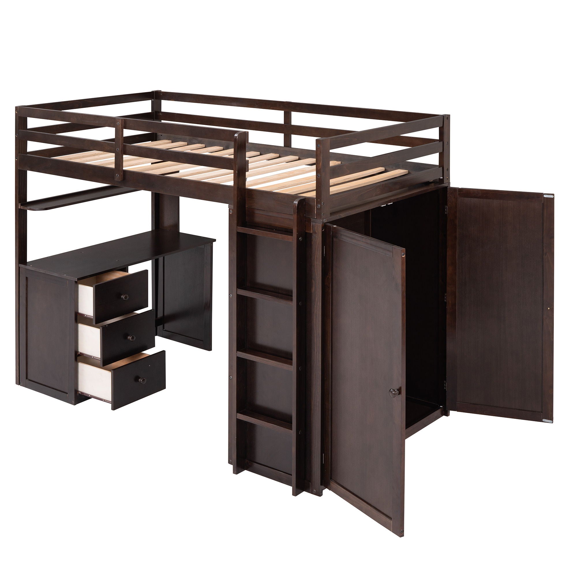 Loft Bed With Drawers, Desk, And Wardrobe
