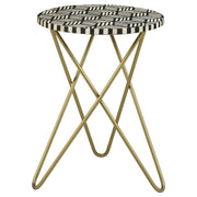 Coaster Fine Furniture Xenia - Round Bone Inlay Accent Side Table - White And Gold | Meri Furniture