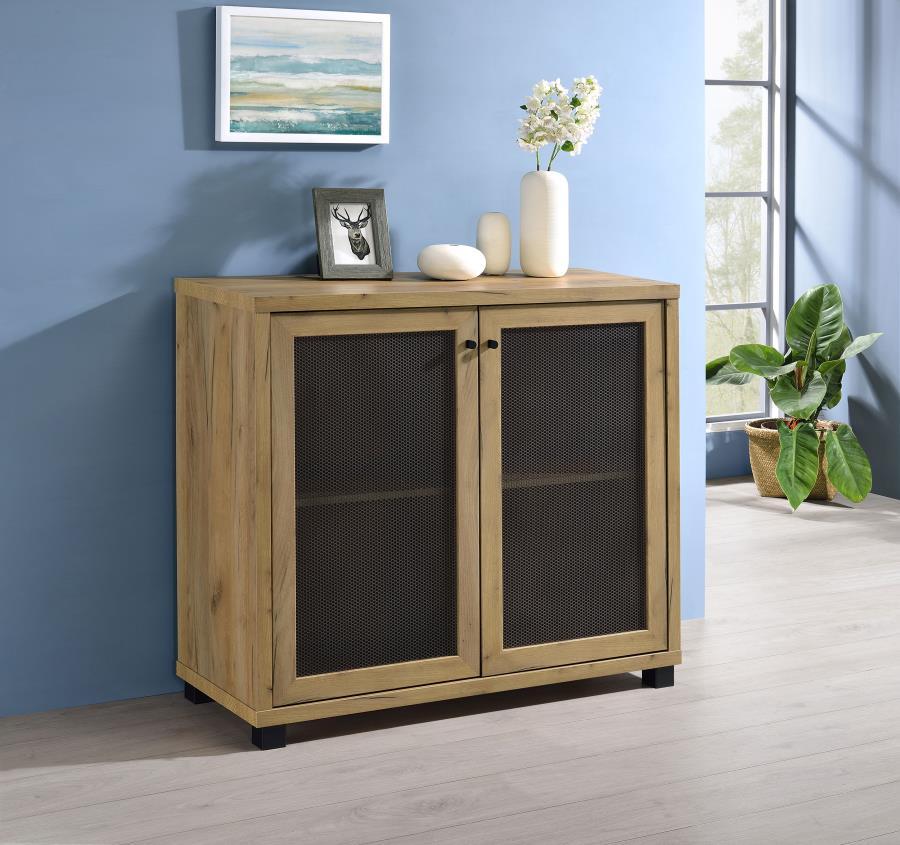 Mchale - 2 Door Engineered Wood Accent Cabinet - Golden Oak