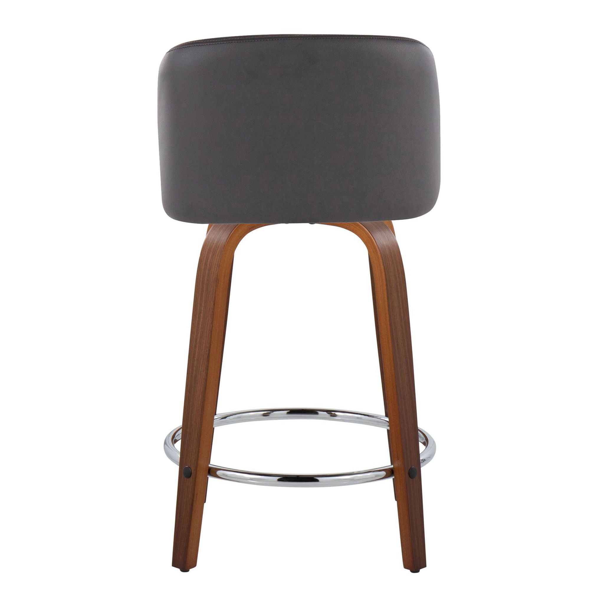 Toriano - Mid Century Modern Fixed Height Counter Stool With Swivel With Round Footrest (Set of 2)