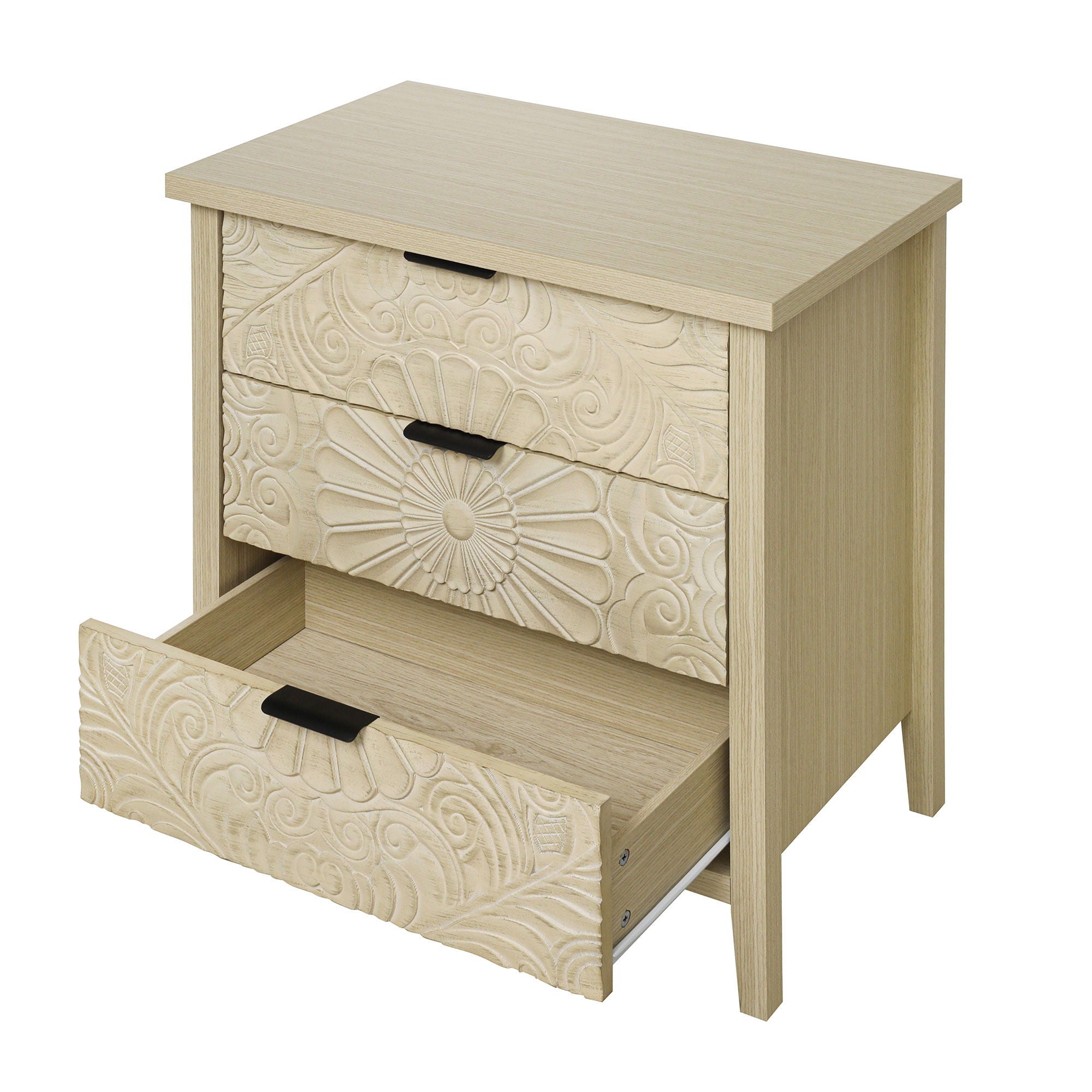 3 Drawer Cabinet, American Furniture, Suitable For Bedroom, Living Room, Study - Natural