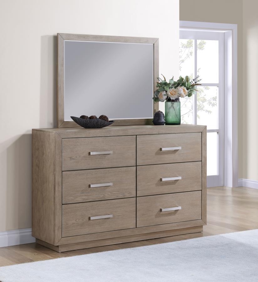 Coaster Fine Furniture Kenora - 6-Drawer Dresser And Mirror - Barley Brown | Meri Furniture