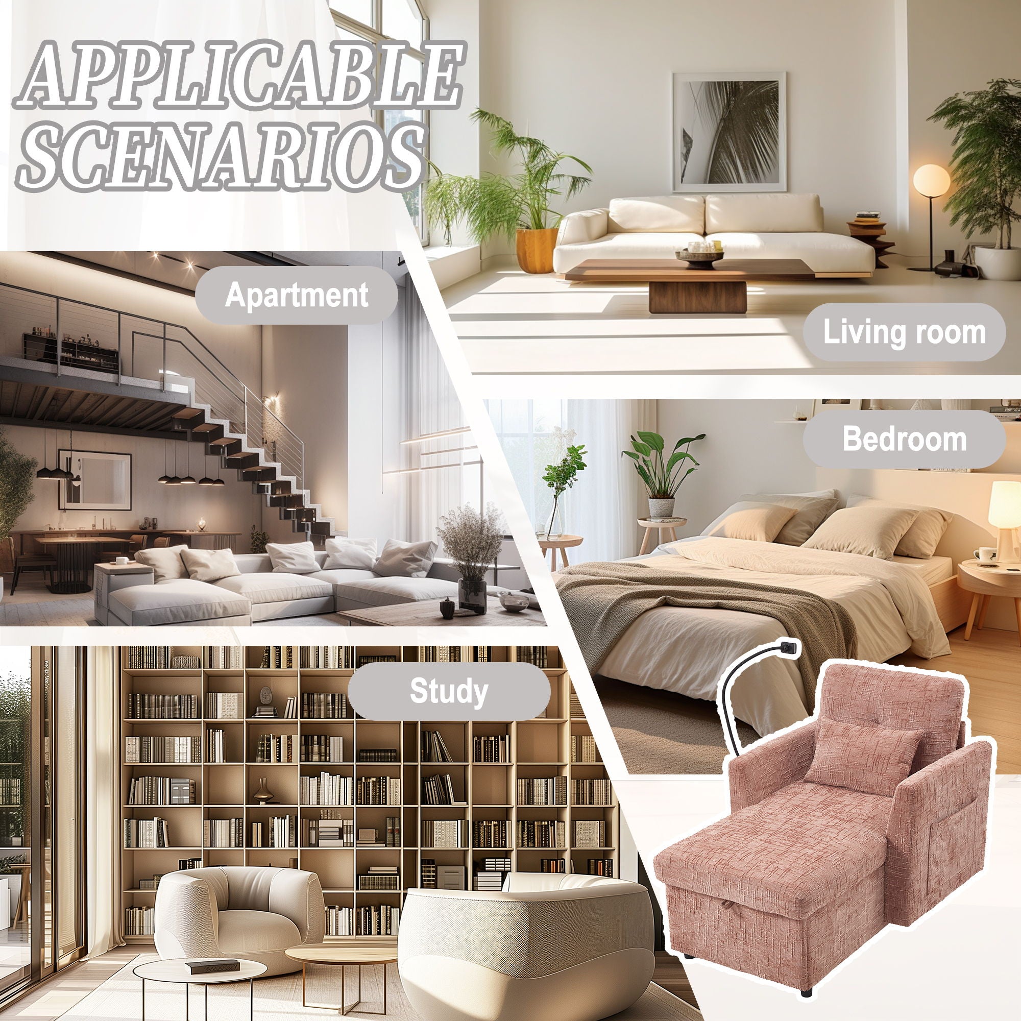 Multifunctional Chenille Recliner Sofa With Storage And Phone Bracket