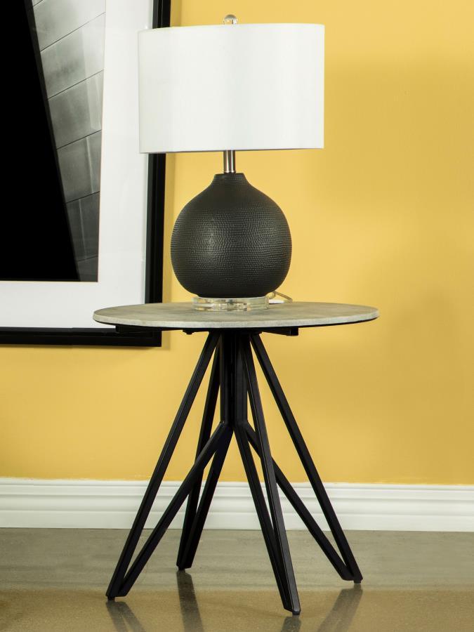 Coaster Fine Furniture Hadi - Round Smart Top Side End Table - Cement | Meri Furniture
