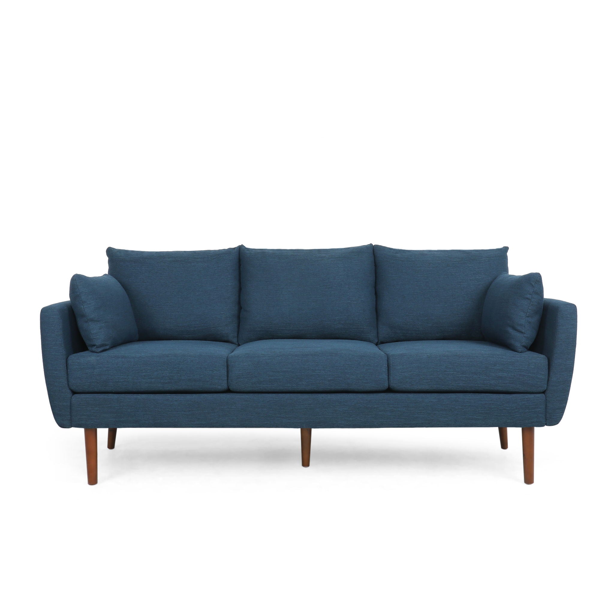 Diaphanous - Upholstered 3 Seater Sofa With 2 Accent Pillows And Wood Legs