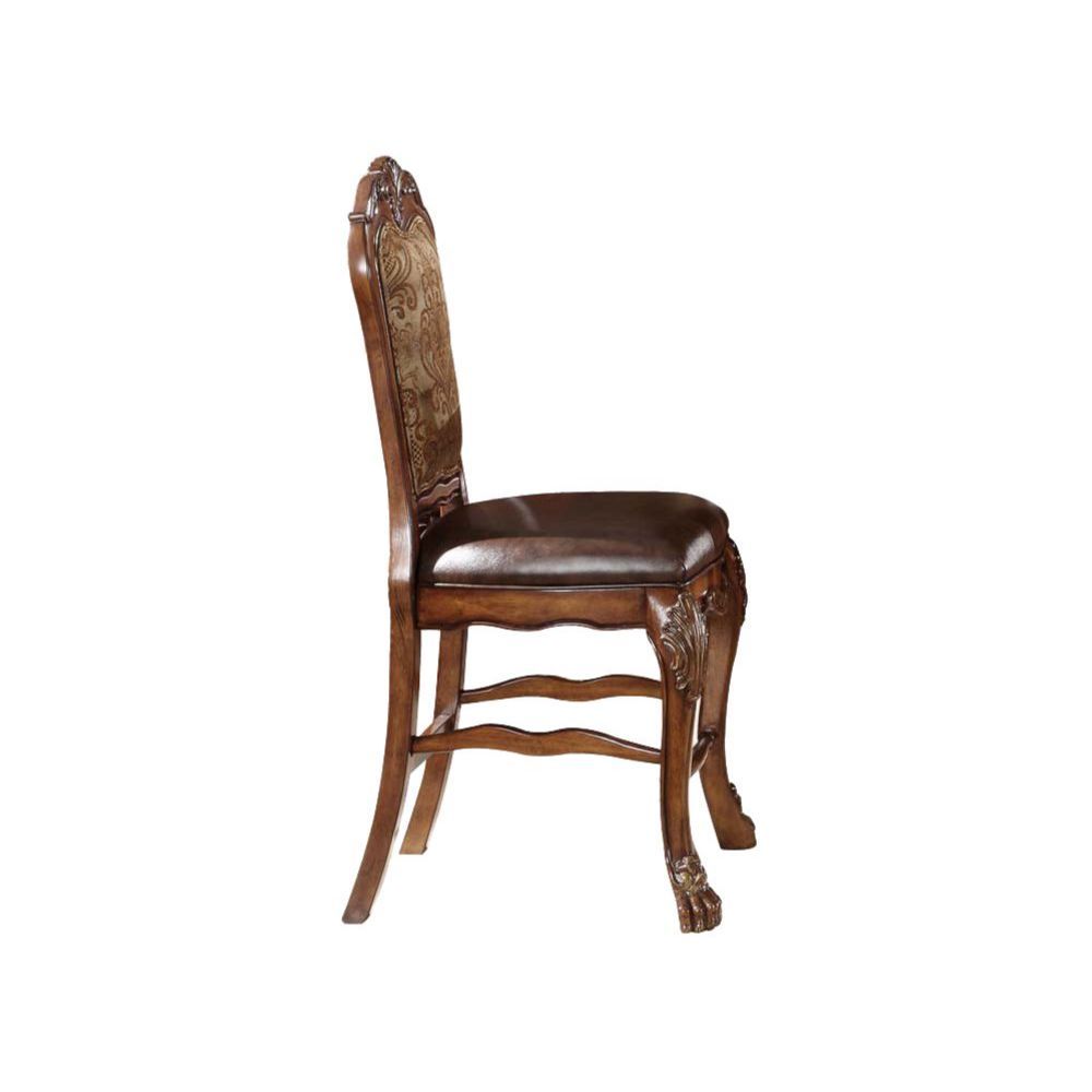 ACME Dresden - Counter Height Chair (Set of 2) - PU & Cherry Oak | Meri Furniture