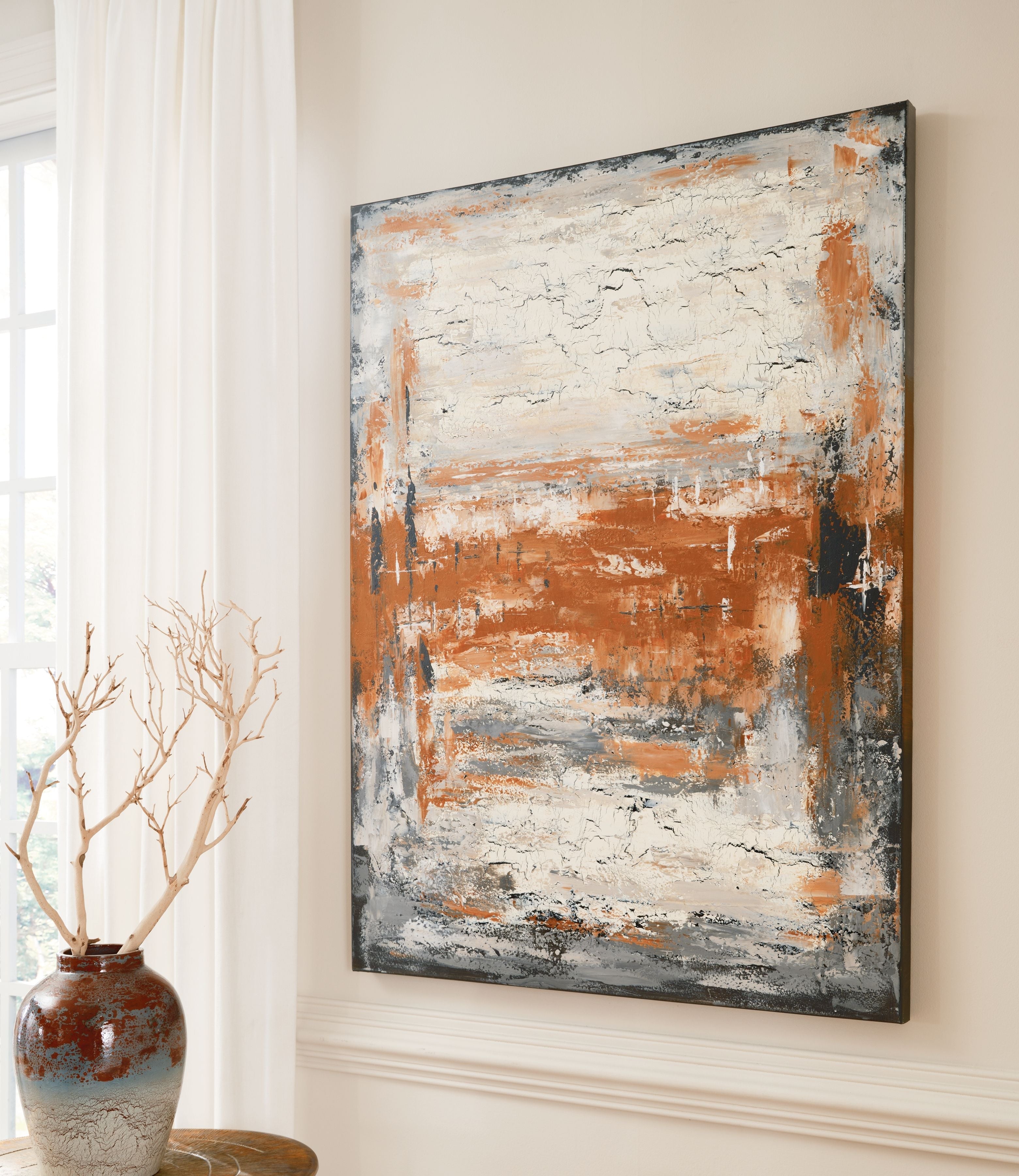 Signature Design by Ashley® Carmely - Gray / White/orange - Wall Art | Meri Furniture