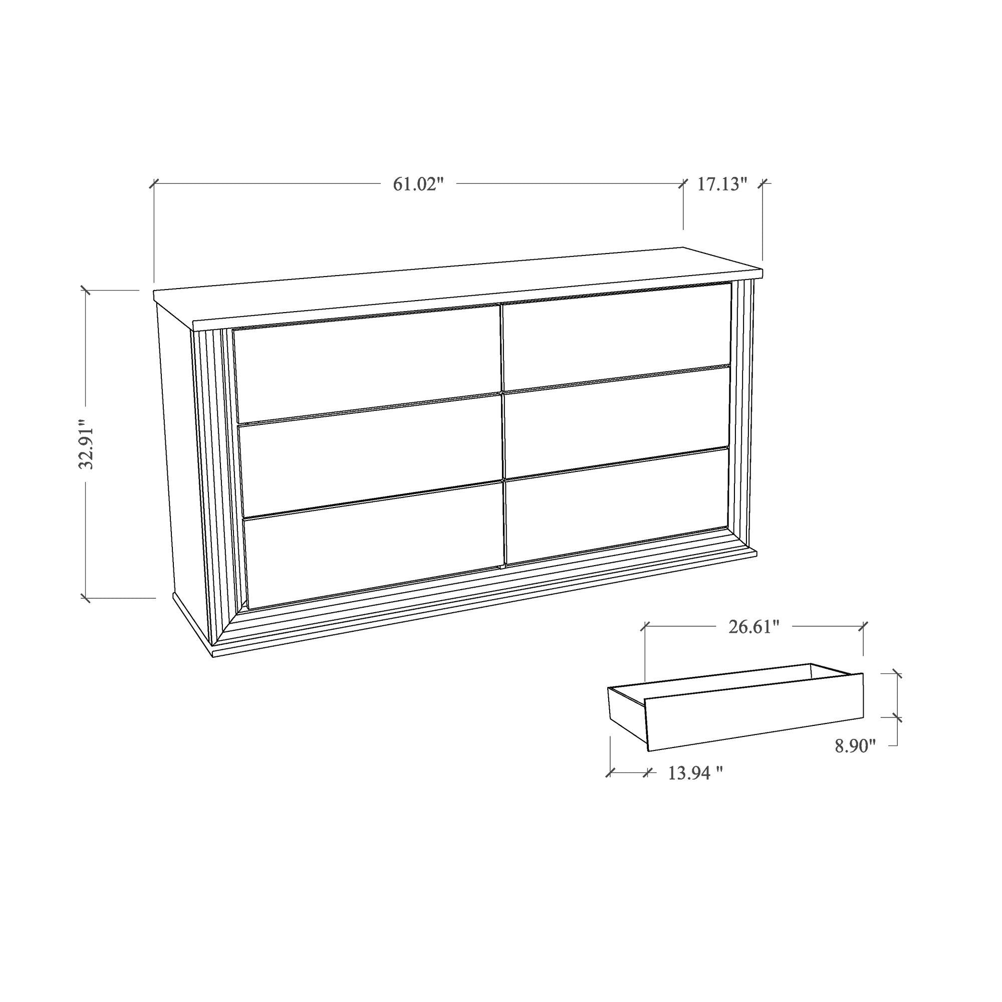 Moon - Smooth Dresser With LED - White