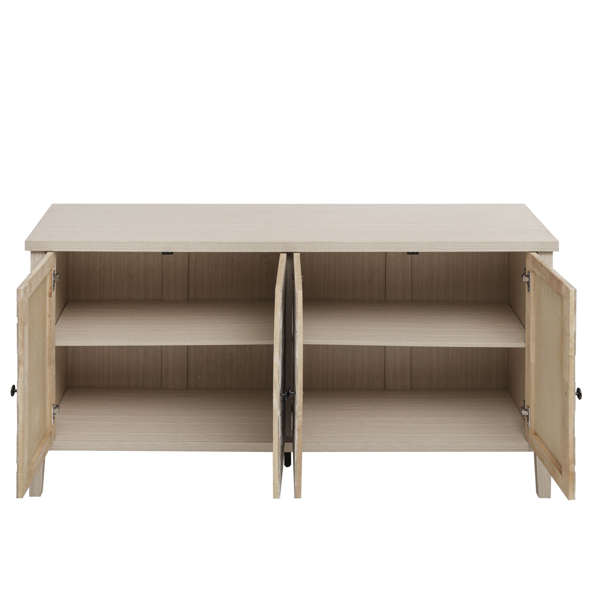 Modern Storage Cabinet With 4 Doors & Adjustable Shelves