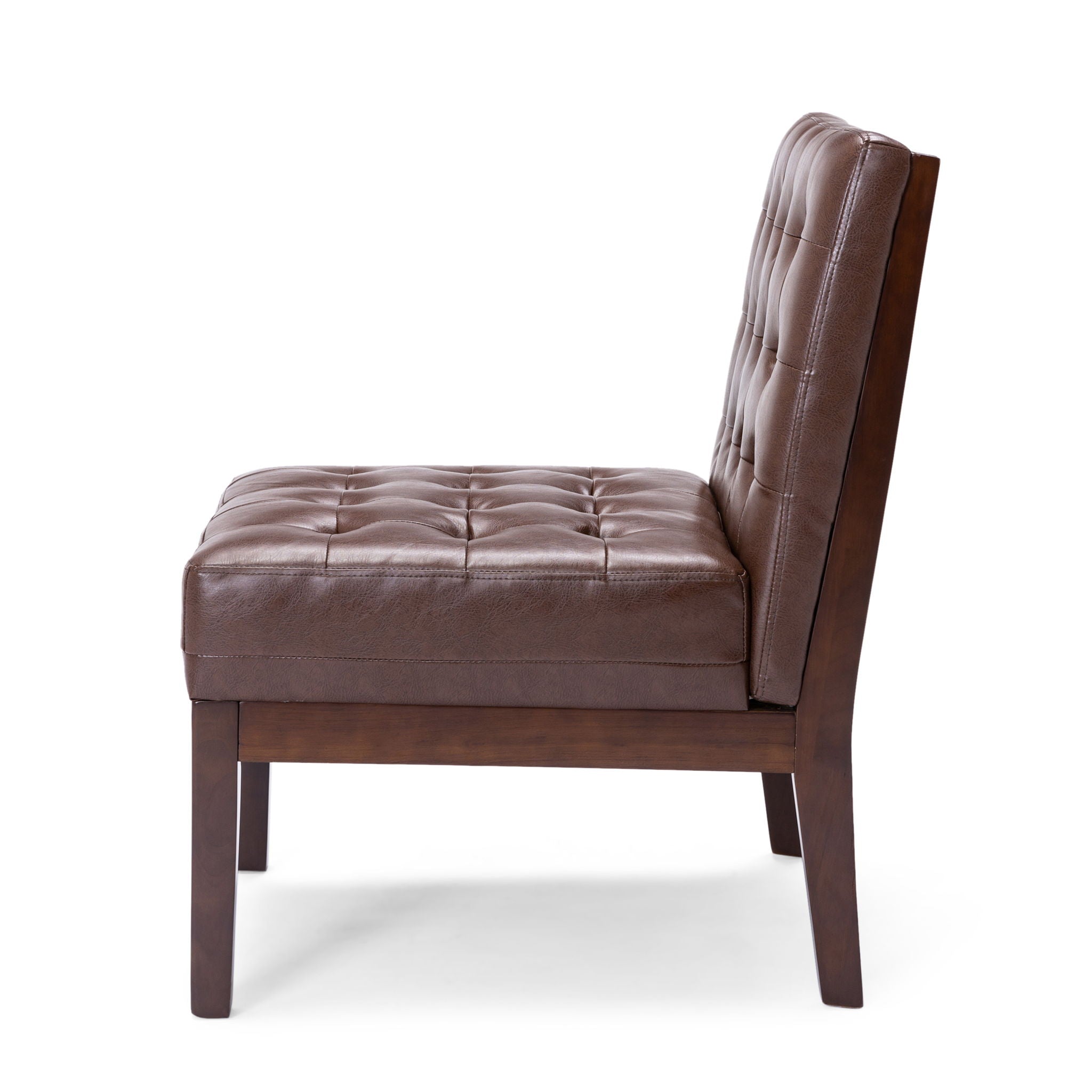 Contemporary Accent Chair With Tufted Waffle Stitch - Dark Brown