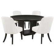 Leandro - 5 Piece Round Dining Table Set - Cream / Burnished Black