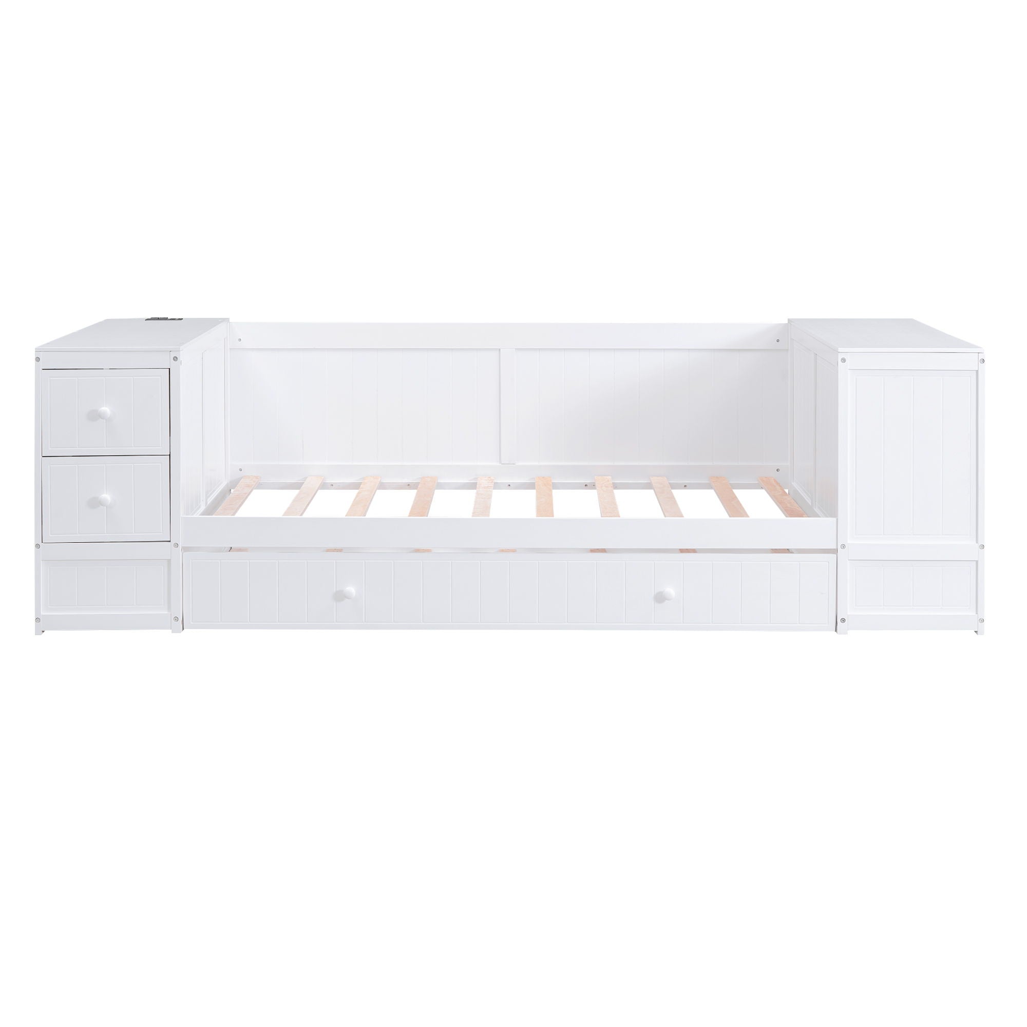 Daybed With Storage Arms, Trundle And Charging Station