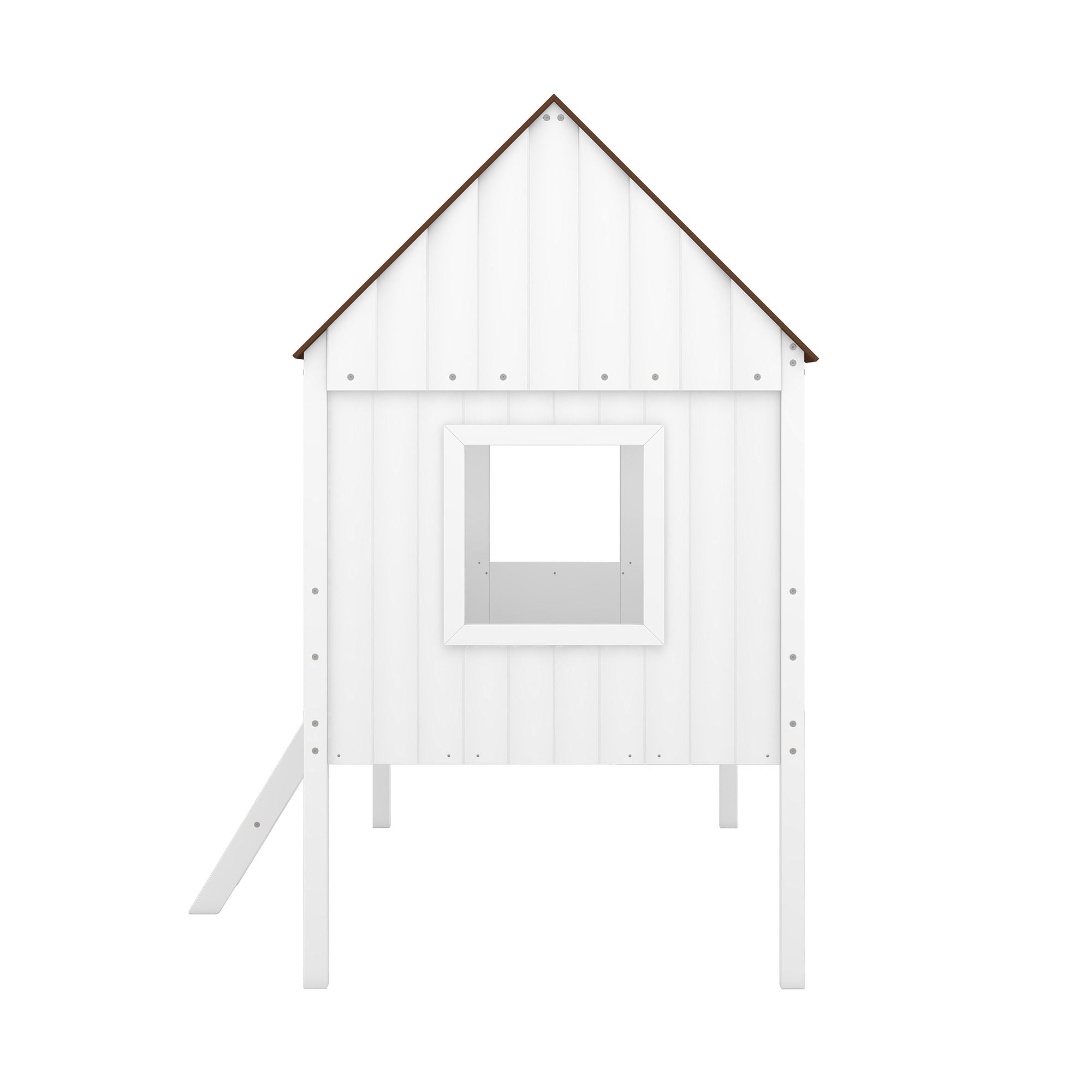 Low Loft Wooden House Bed With Two Side Windows