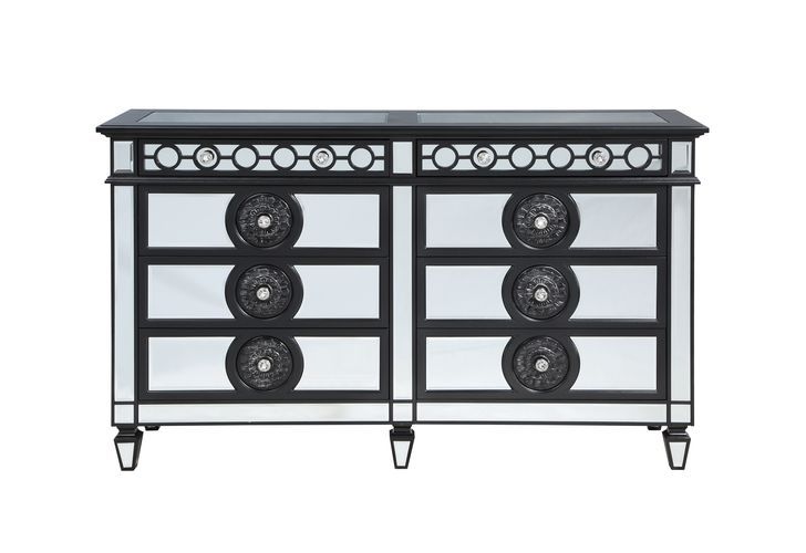ACME Varian II - Dresser - Black Velvet & Black & Sliver Finish | Meri Furniture