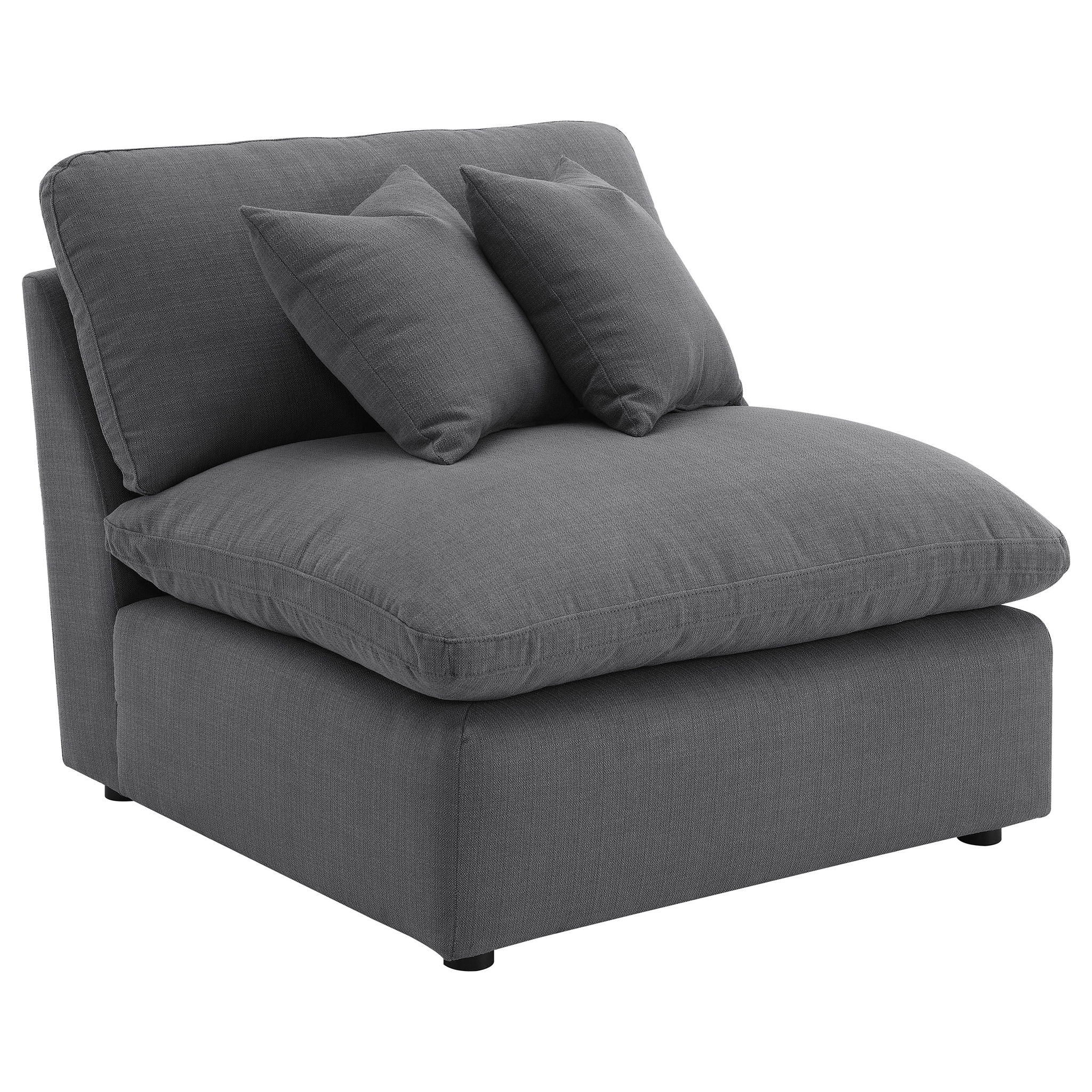 6 Piece Upholstered Modular Sectional Sofa With Reversible Cushions And Ottoman - Charcoal