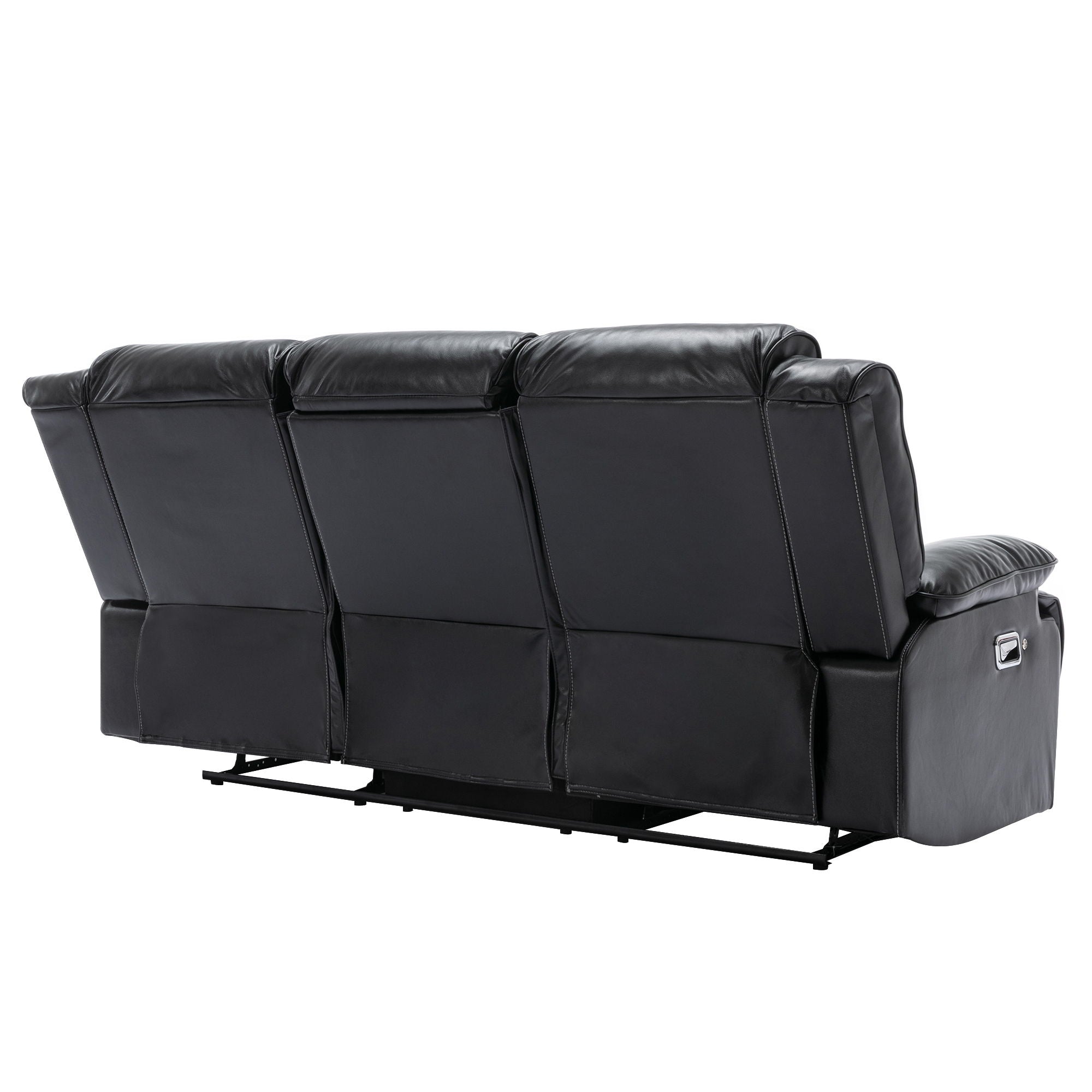 3 Seater Home Theater Recliner Manual Recliner Chair With A LED Light Strip Two Built-In Cup Holders For Living Room