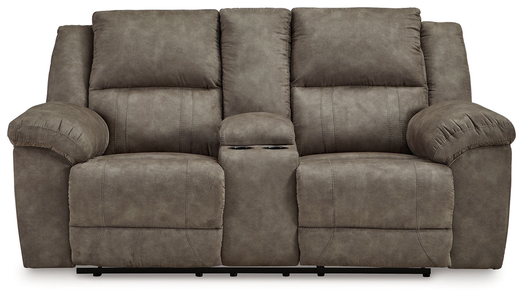 Signature Design by Ashley® Laresview - Fossil - Dbl Reclining Loveseat With Console | Meri Furniture
