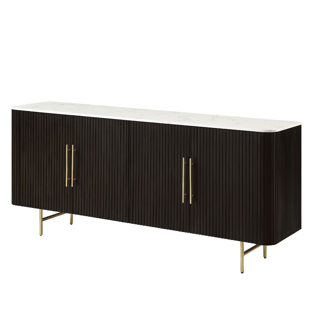 ACME Clayten - Server - White Natural Marble Top & Espreeso Finish | Meri Furniture