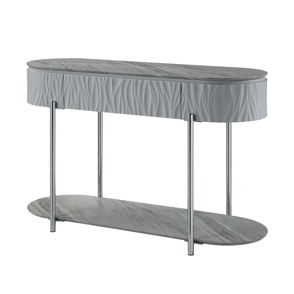 ACME Yukino - Sofa Table - Gray High & Chrome | Meri Furniture