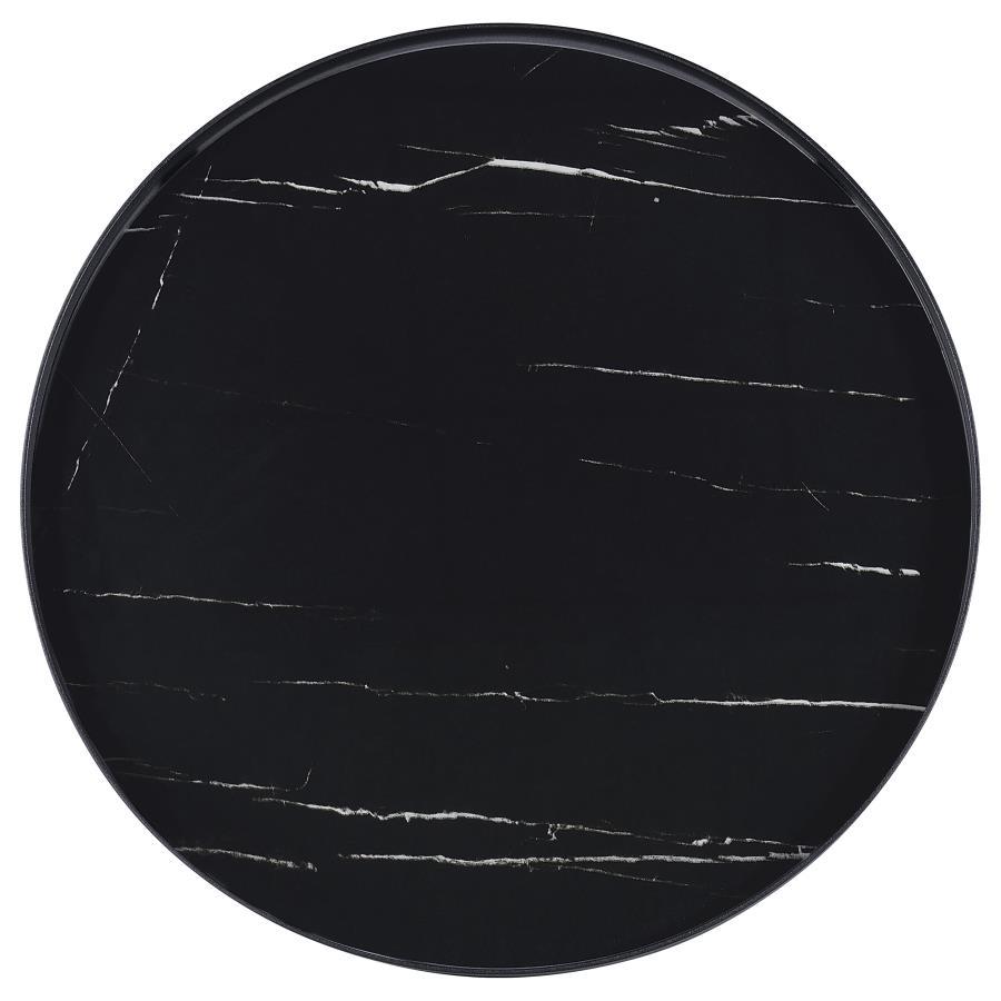 Briggs - Round Marble Printed Glass Top End Side Table