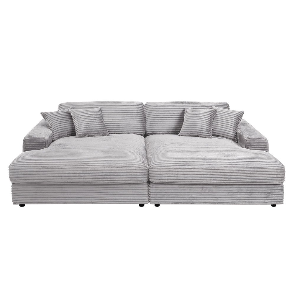 ACME Hilde - Sectional Sofa With 4 Pillows - Gray | Meri Furniture
