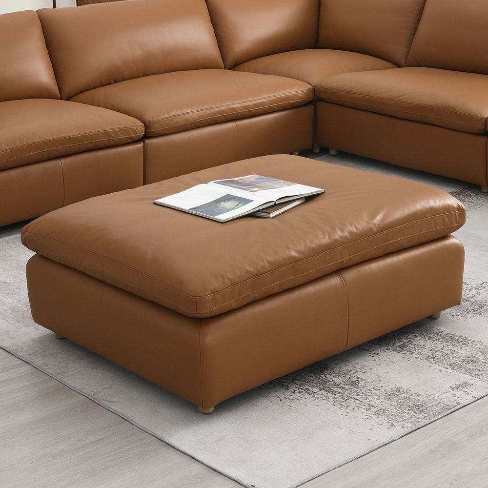 ACME Brighton - Ottoman - Brown Top Grain Leather | Meri Furniture