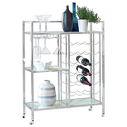 Coaster Fine Furniture Derion - 3-Tier Rectangular Glass Shelf Metal Bar Cart - Chrome | Meri Furniture