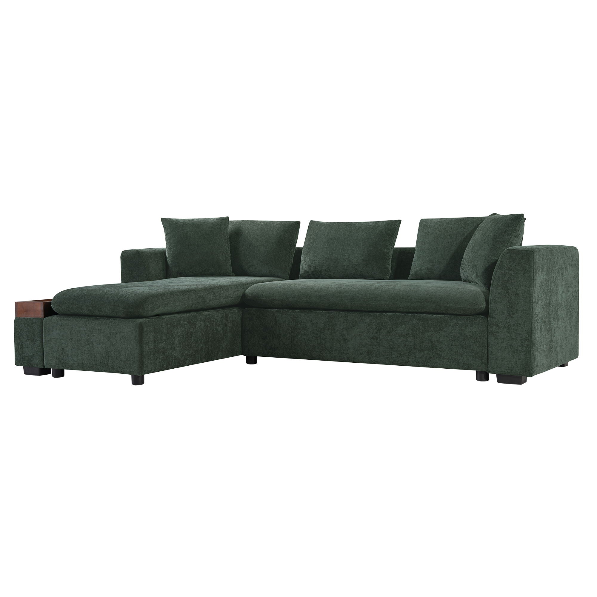 Modern L Shaped Sectional Sofa With Chenille Upholstery And Wooden Storage