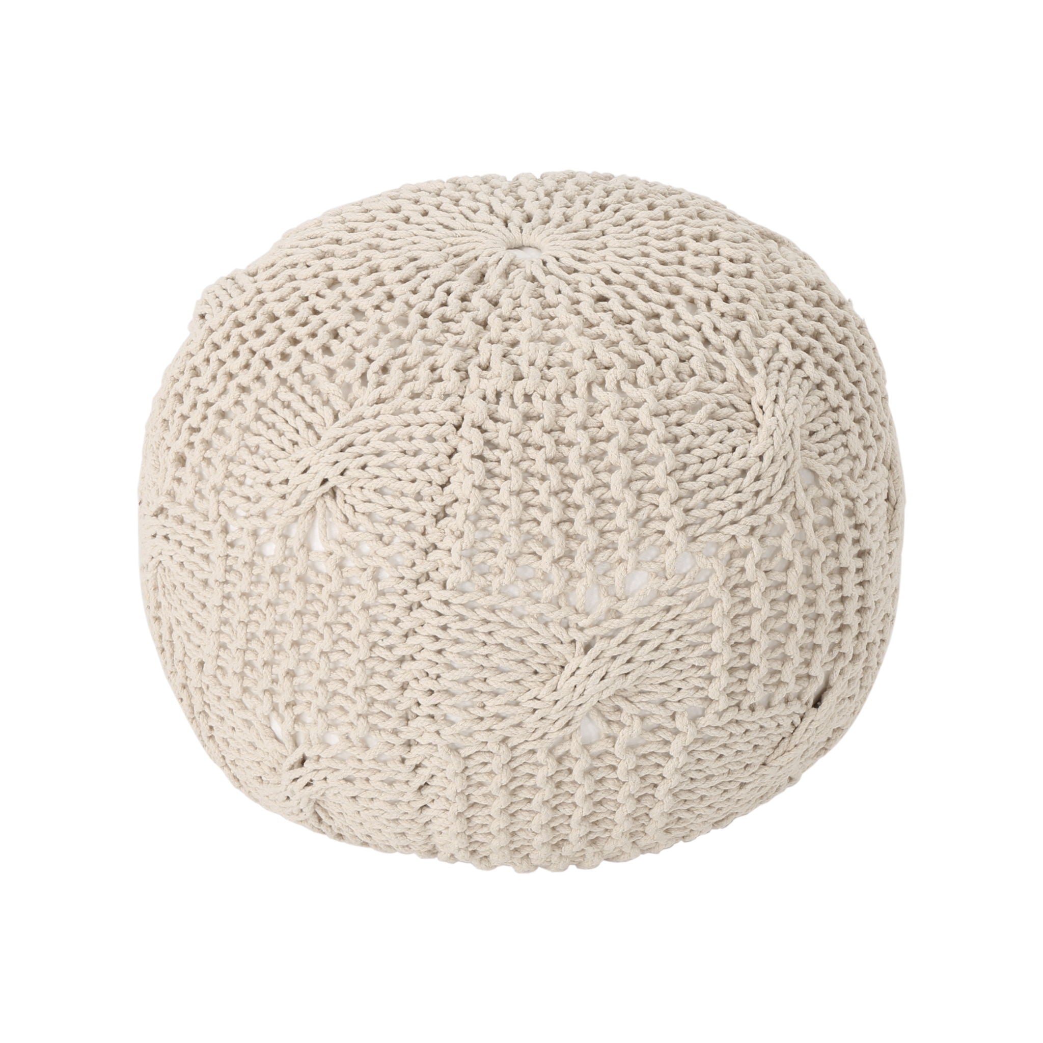 Bordeaux - Knitted Cotton Round Pouf