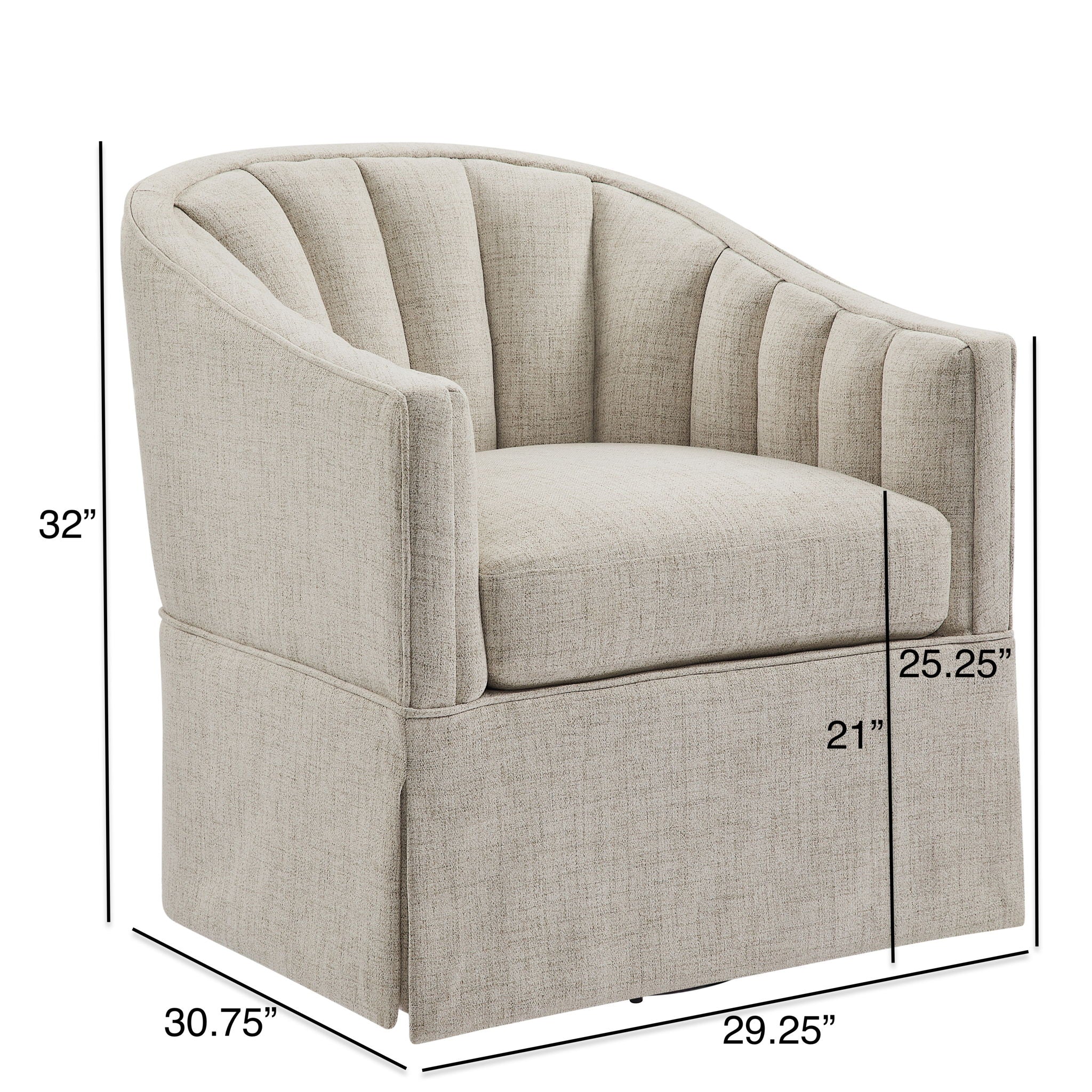 Solitude - Skirted Swivel Accent Chair With Hemp Like