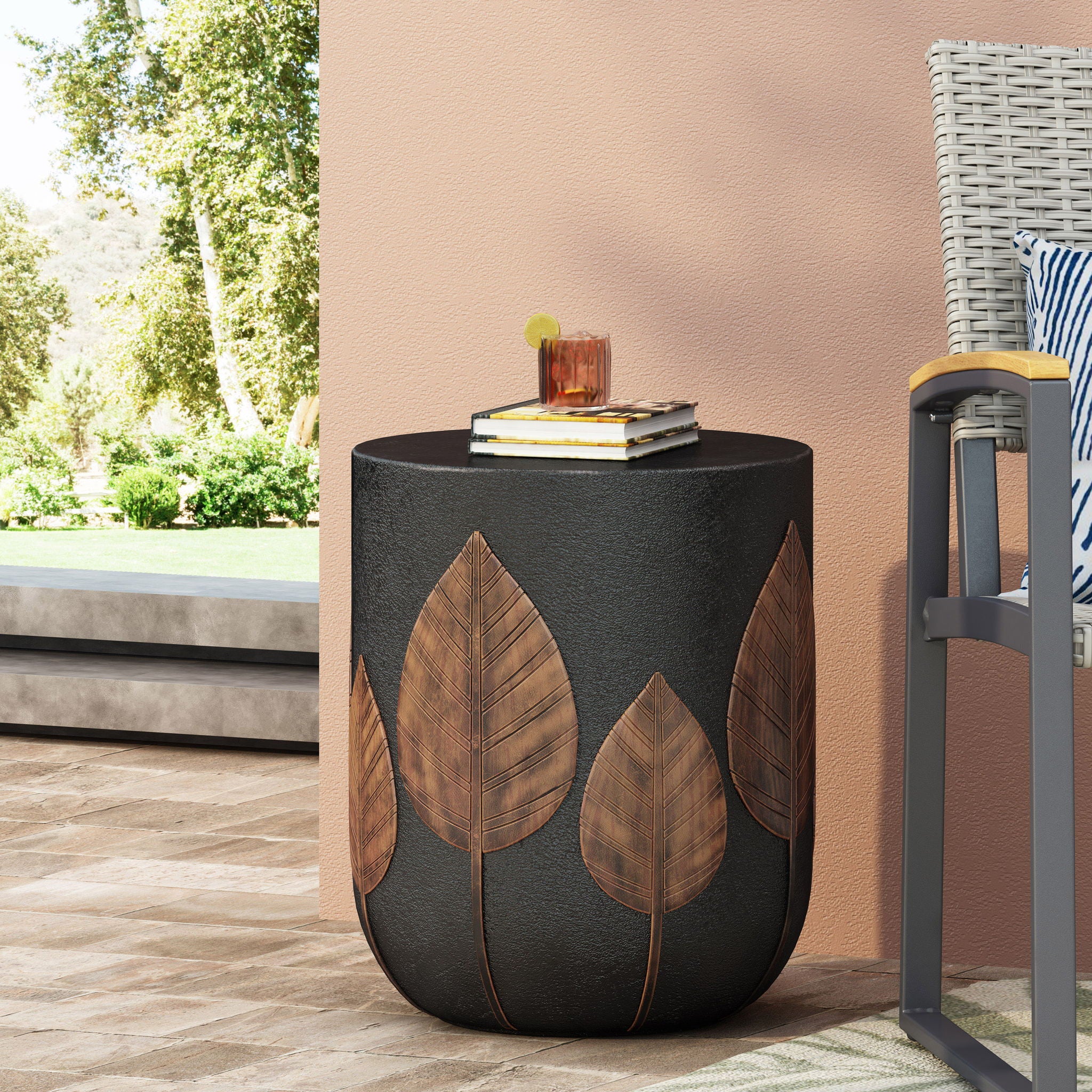Outdoor Lightweight Concrete Side Table - Copper
