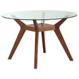 Coaster Fine Furniture Paxton - Round Glass Top Wood Dining Table - Nutmeg | Meri Furniture